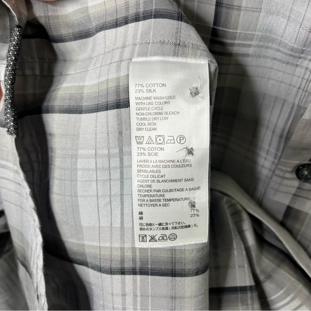 Tommy Bahama Shadow Ridge Plaid Button Down Shirt Gray Size XL Long Sleeve - Picture 5 of 7